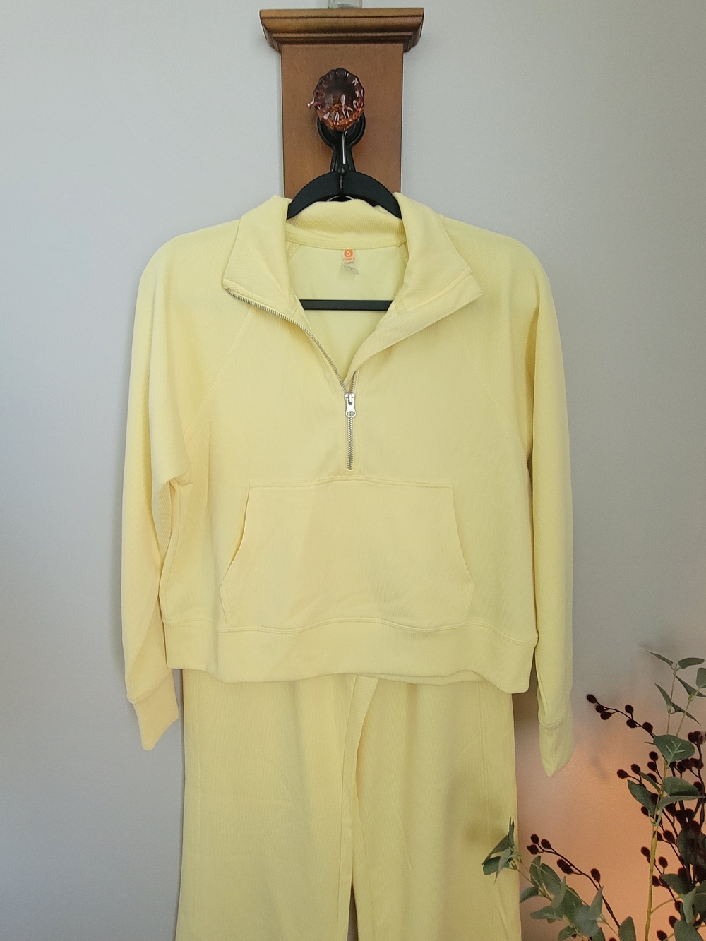 Mono B Pale Yellow Pullover Hoodie And Pant Set